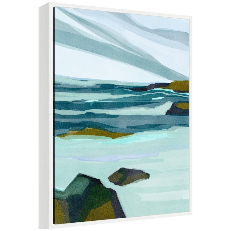 Kate and Laurel Sylvie Ocean Breeze Framed Canvas by Nikita Jariwala - 23x30 - White