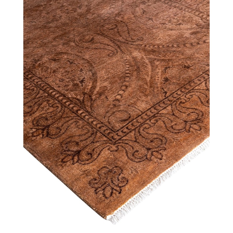 Fine Vibrance One-of-a-Kind Hand-Knotted Runner Rug - Brown, 2' 8" x 12' 4" - 2' 8" x 12' 4"