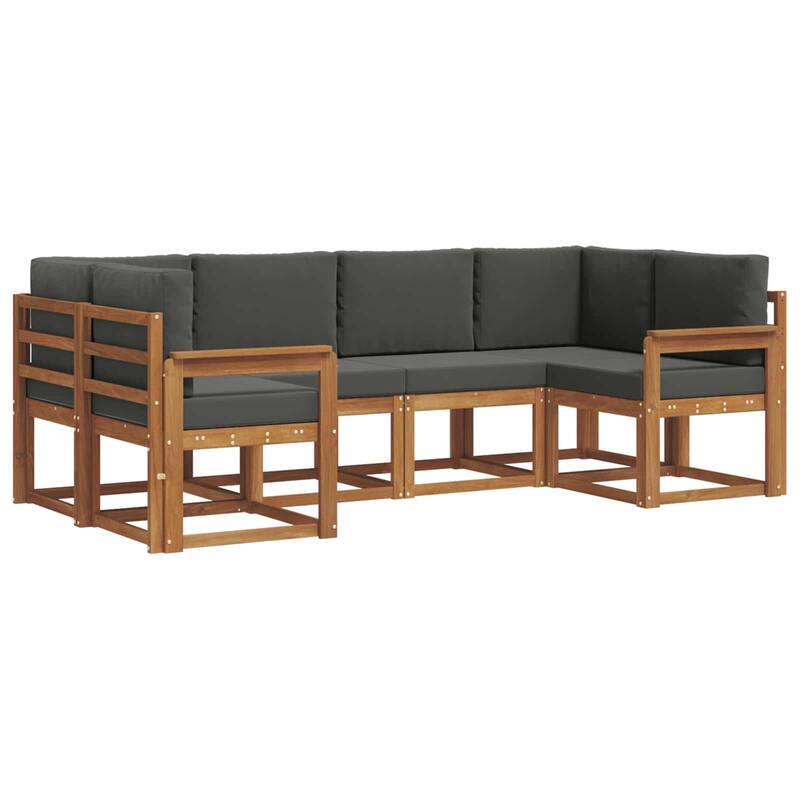 vidaXL Outdoor Sofa Set with Cushion 6 pcs Natural and Anthracite