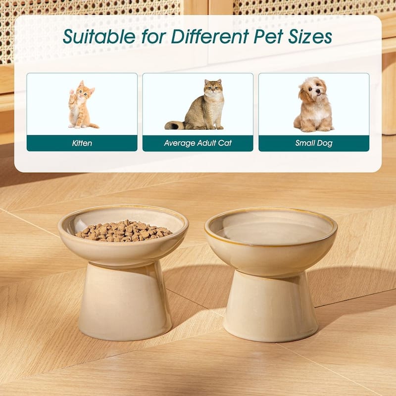 vancasso Elevated Stoneware 2-Piece Raised Dog & Cat Bowl Set
