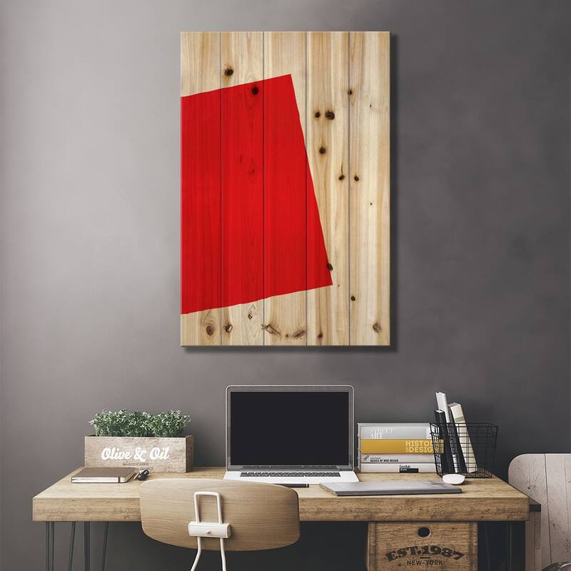 Modern Art - Red Square (After Albers) Print On Wood by 5by5collective - Multi-Color