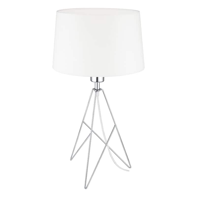 Eglo Camporale 1-Light Chrome Table Lamp with White Fabric - Chrome
