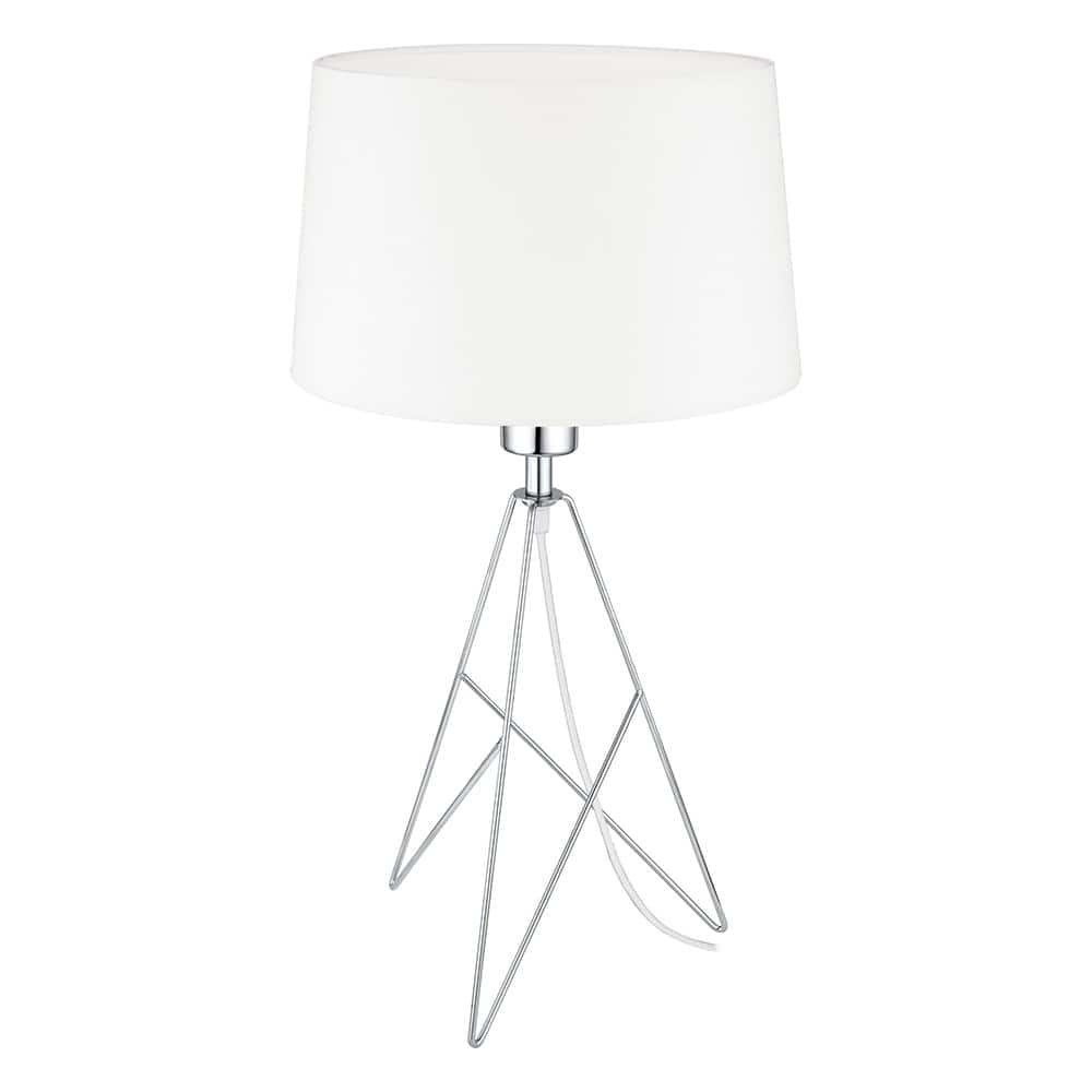 Eglo Camporale 1-Light Chrome Table Lamp with White Fabric