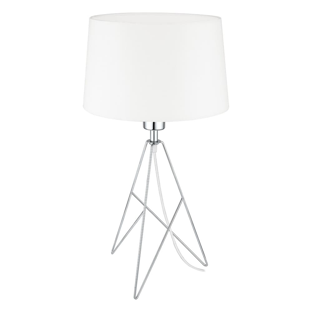 Eglo Camporale 1-Light Chrome Table Lamp with White Fabric