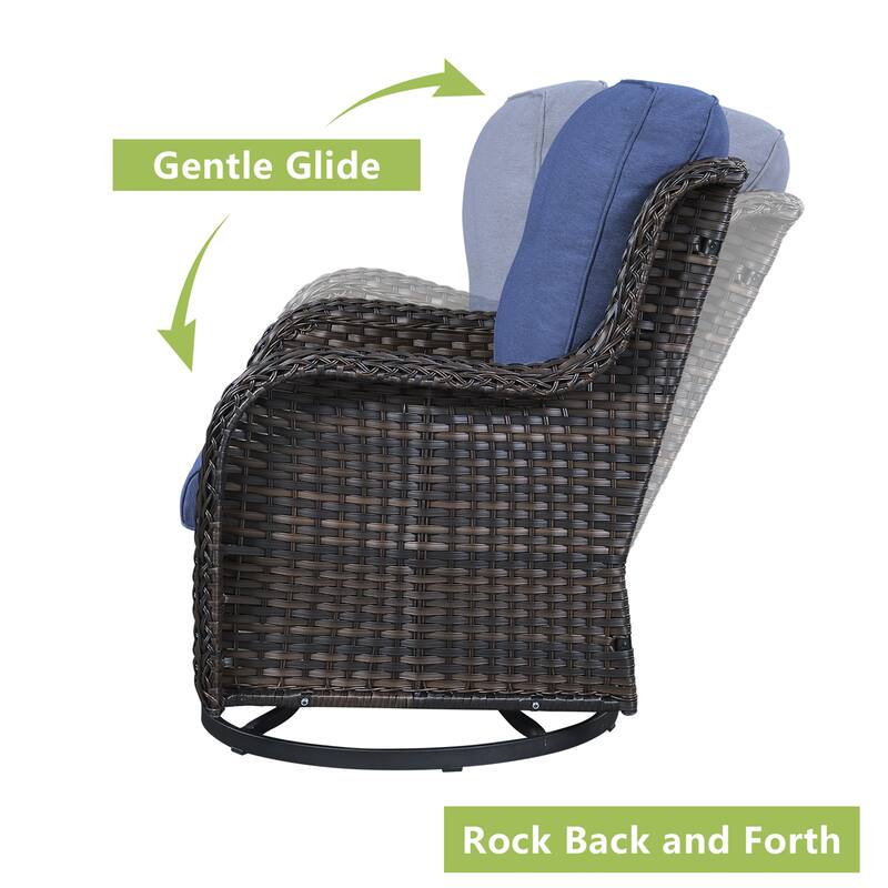 Pocassy Outdoor Wicker Glider Swivel Club Chairs (Set of 2)