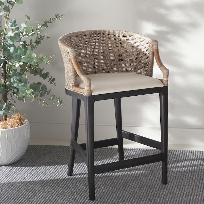 SAFAVIEH Home Brando Counter Stool - 22"W x 21"D x 35"H - Light Grey/White
