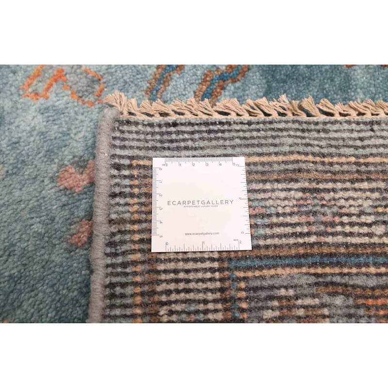 ECARPETGALLERY Hand-knotted Modern Oushak Blue Wool Rug - 9'9 x 14'0
