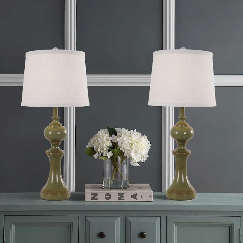 Traditional Green Poly Table Lamp (Set of 2)