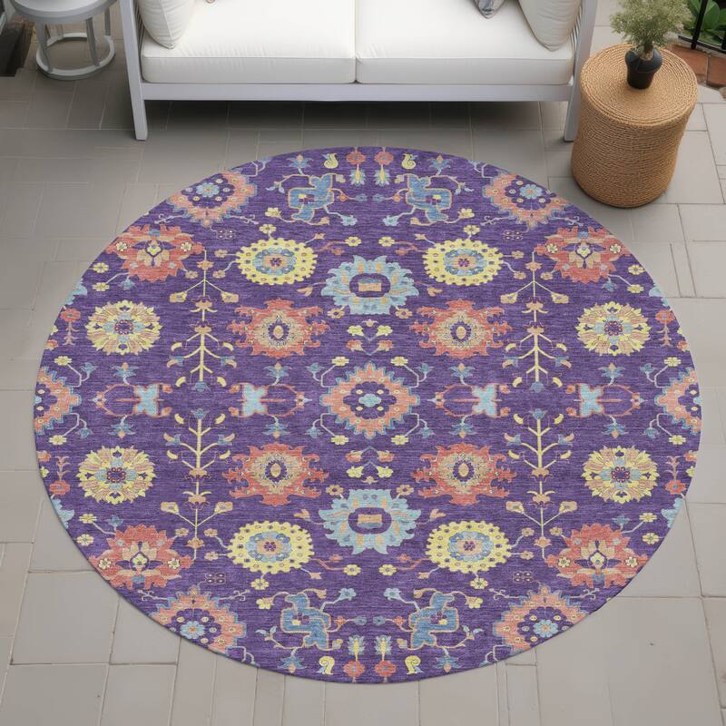 Machine Washable Indoor/ Outdoor Global Durango Chantille Rug - Purple - 8' x 8'