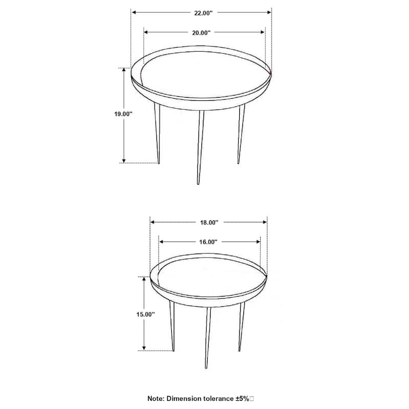 Nuala 2-piece Round Mango Wood Nesting Tables Honey