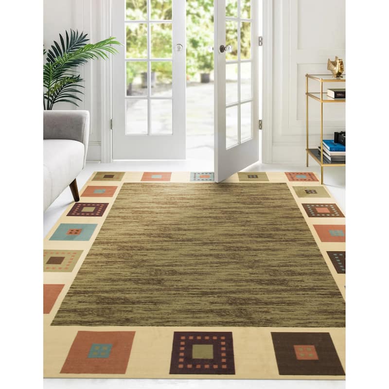 Green Transitional Solid Gabbeh Rug - 5'3" x 7'3"