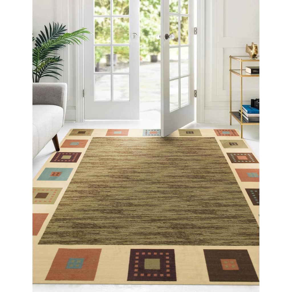 Green Transitional Solid Gabbeh Rug - 5'3" x 7'3"