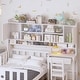 preview thumbnail 3 of 9, Twin Size Wood Platform Bed with Bookshelf, Built-in Desk and Matching Chair