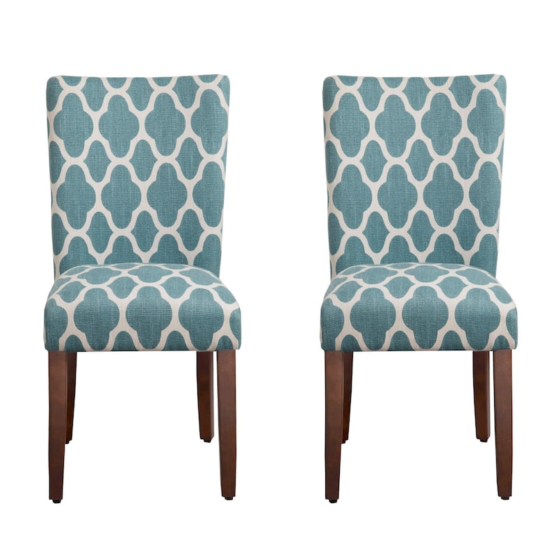 HomePop Classic Parsons Dining Chair - Geo Brights Teal (Set of 2) - Teal blue