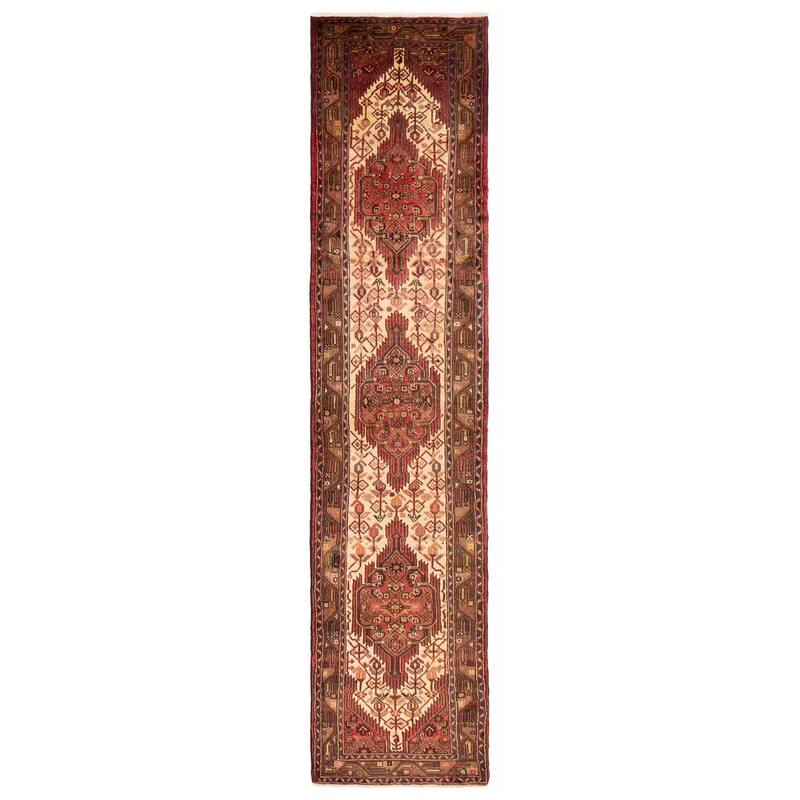 ECARPETGALLERY Hand-knotted Andelz Cream, Red Wool Rug - 2'8 x 11'3 - Cream/ Red - 2'8 x 11'3