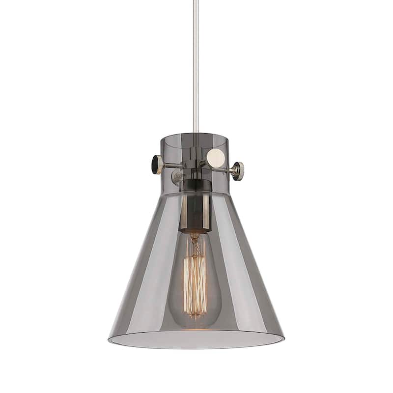 Innovations Lighting 410-1PS-10-8 Newton Cone Pendant Newton Cone 8" - Polished Nickel / Plated Smoke