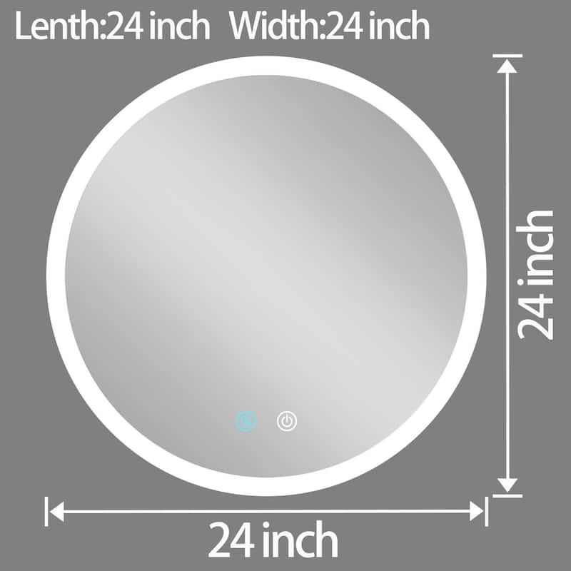 24-inch Round Frameless Dimmable LED bathroom Vanity Mirror