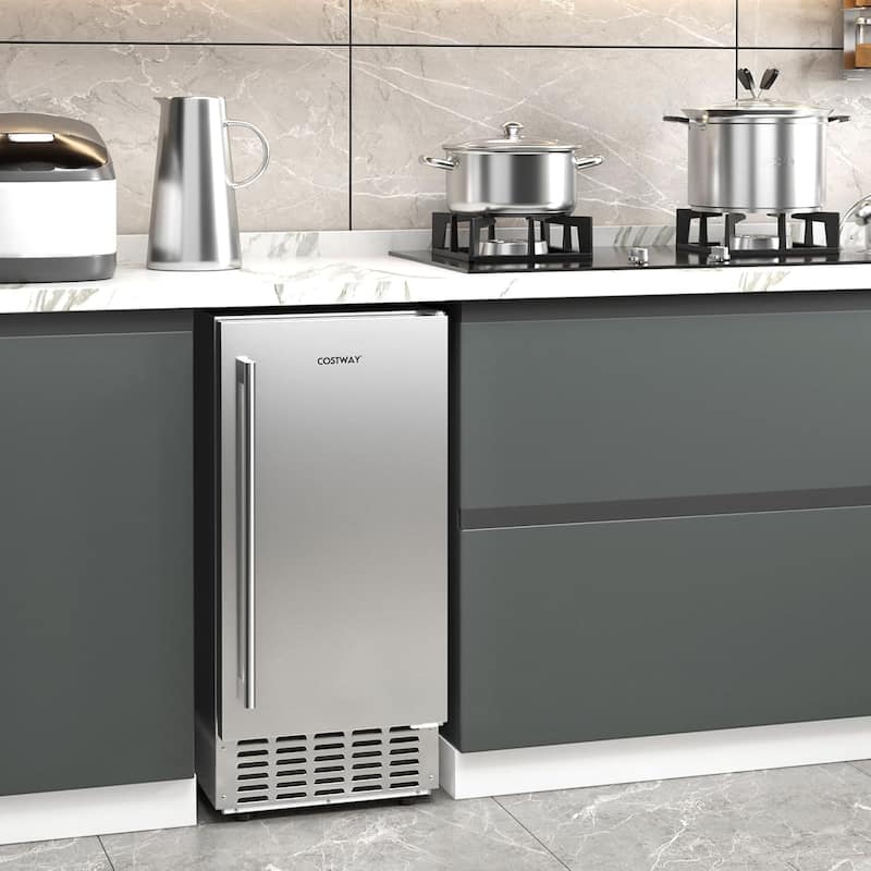 Freestanding Stainless Steel Ice Maker Built-in Ice Machine w/ Timer