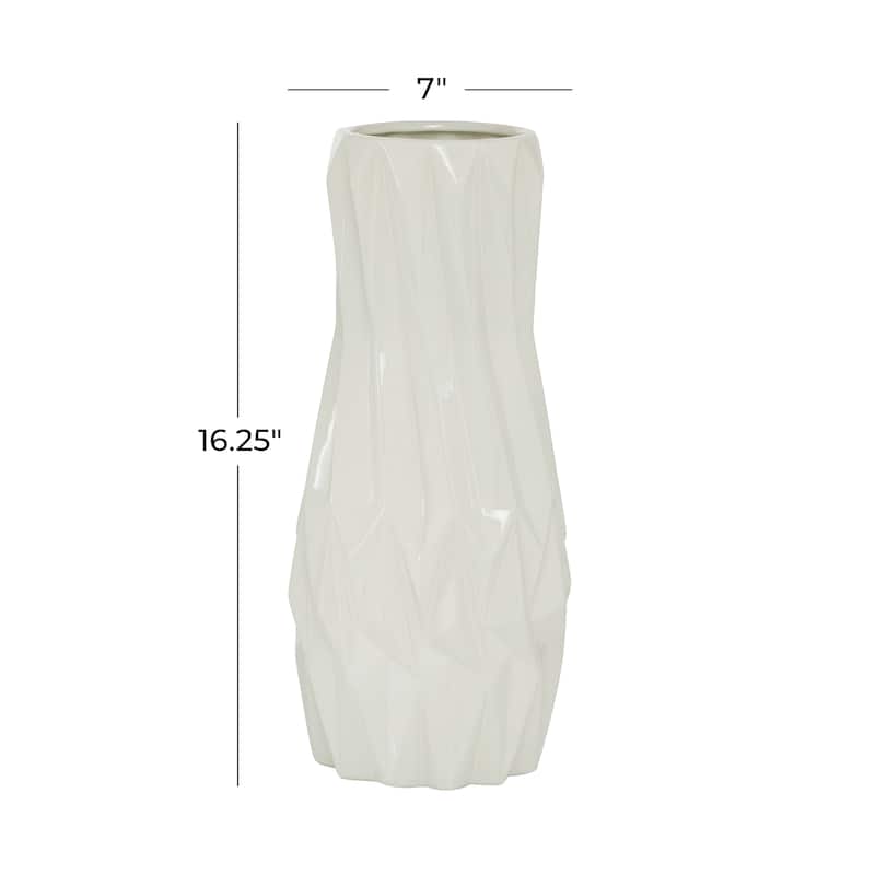 White Ceramic Geometric Decorative Vase