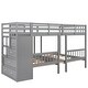 preview thumbnail 10 of 32, Full Over Twin & Twin Bunk Bed with Built-in Table, Convertible Staircase and 5 Storage Drawers, Multifunctional Triple Bunk Bed