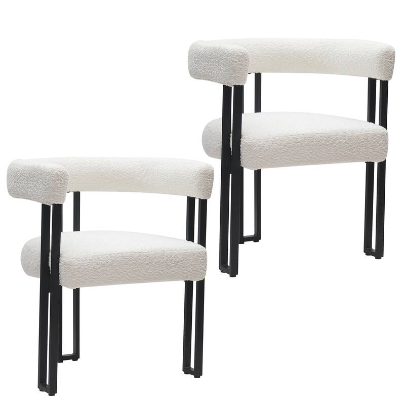 Contemporary Boucle Fabric Dining Chair, Set of 2