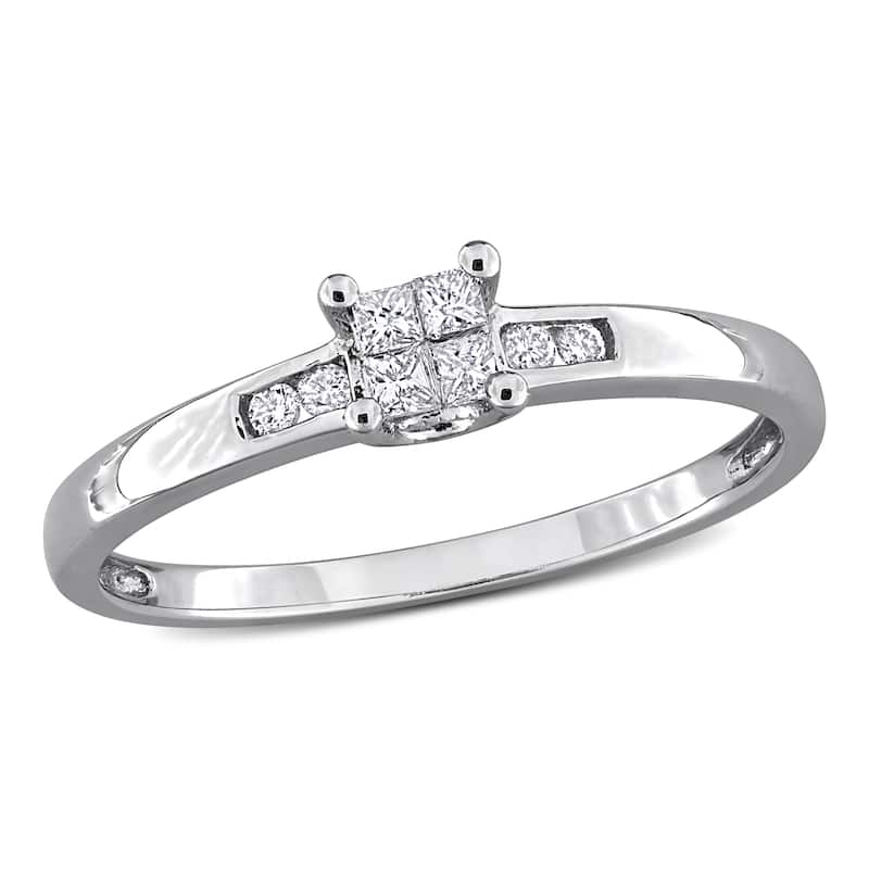 Miadora 1/8ct TW Princess Cut Diamond Quad Engagement Ring in Sterling Silver