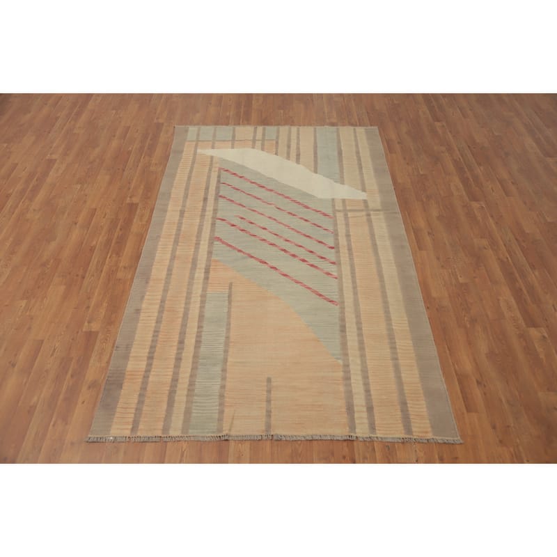 Hand Woven Oriental 100% Wool Carpet Southwestern Tribal Multi-Colored Kilim Area Rug - 8' 0'' X 4' 11''