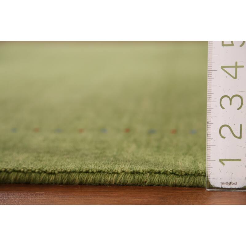 Hand Knotted Oriental 100% Wool Carpet Tribal Animal Pictorial Green Gabbeh Area Rug - 7' 6'' X 5' 3''