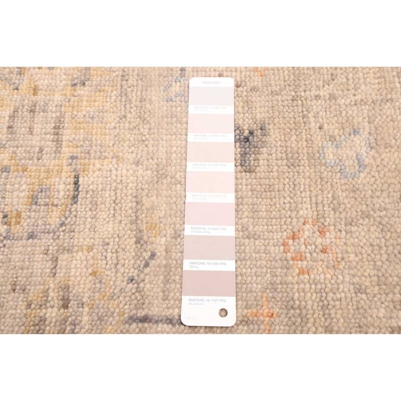 ECARPETGALLERY Hand-knotted Modern Oushak Light Grey Wool Rug - 4'0 x 5'8