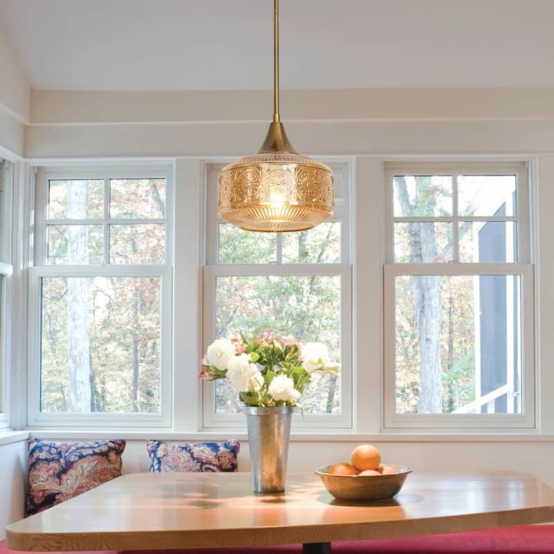 Modern pendant light yellow hanging lamp bronze alloy steel, iron kitchen light