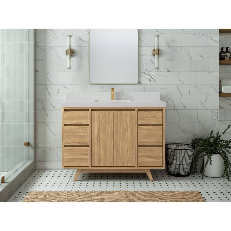 Willow Collections 48 in. W x 22 in. D Madison Teak Single Sink Bathroom Vanity with Countertop