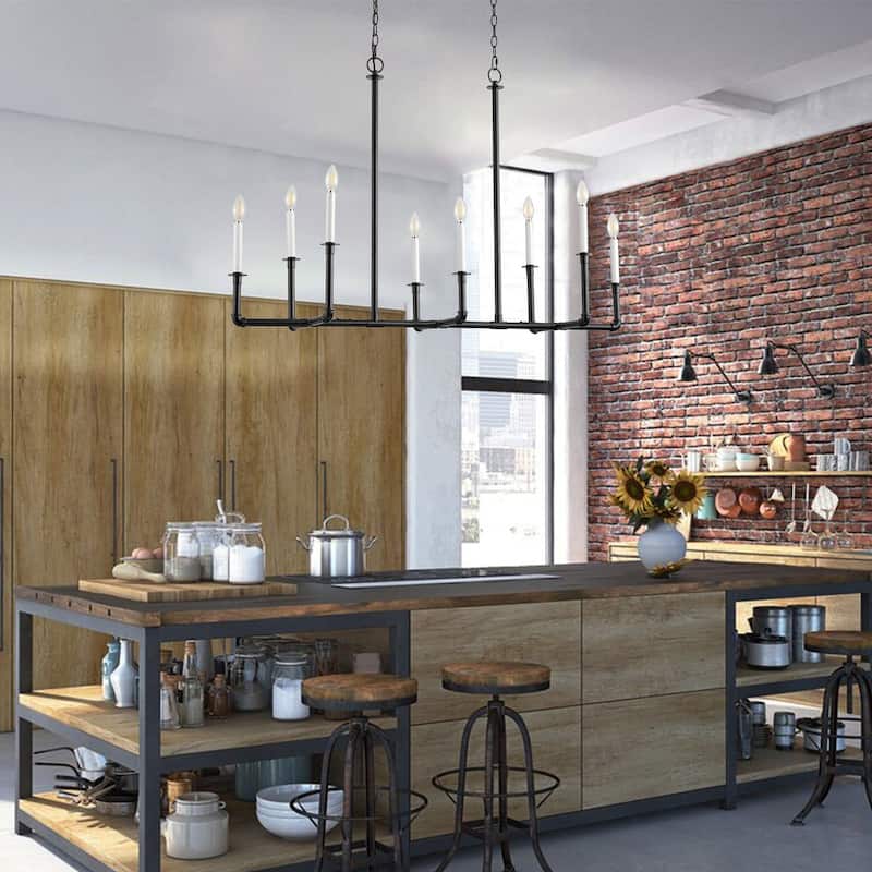 8-Lights Creative Candle Lamp Head Kitchen Island Lights - 46.5"D×17.7"W×91.7"H (Adjustable)