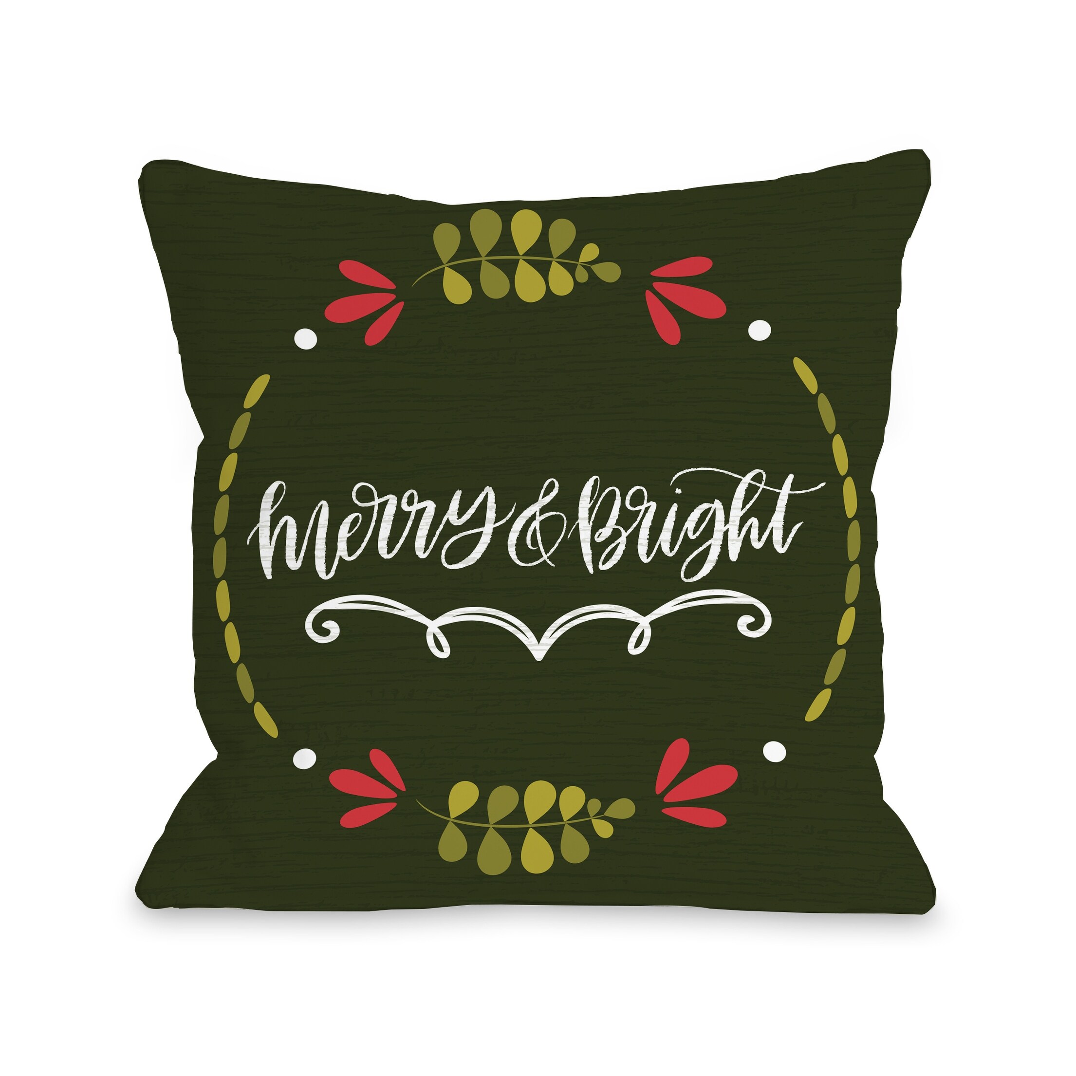 Merry and Bright Wreath - Throw Pillow