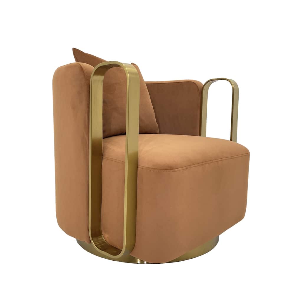 Accent Chair with Fabric cushion and Matte Gold Frame