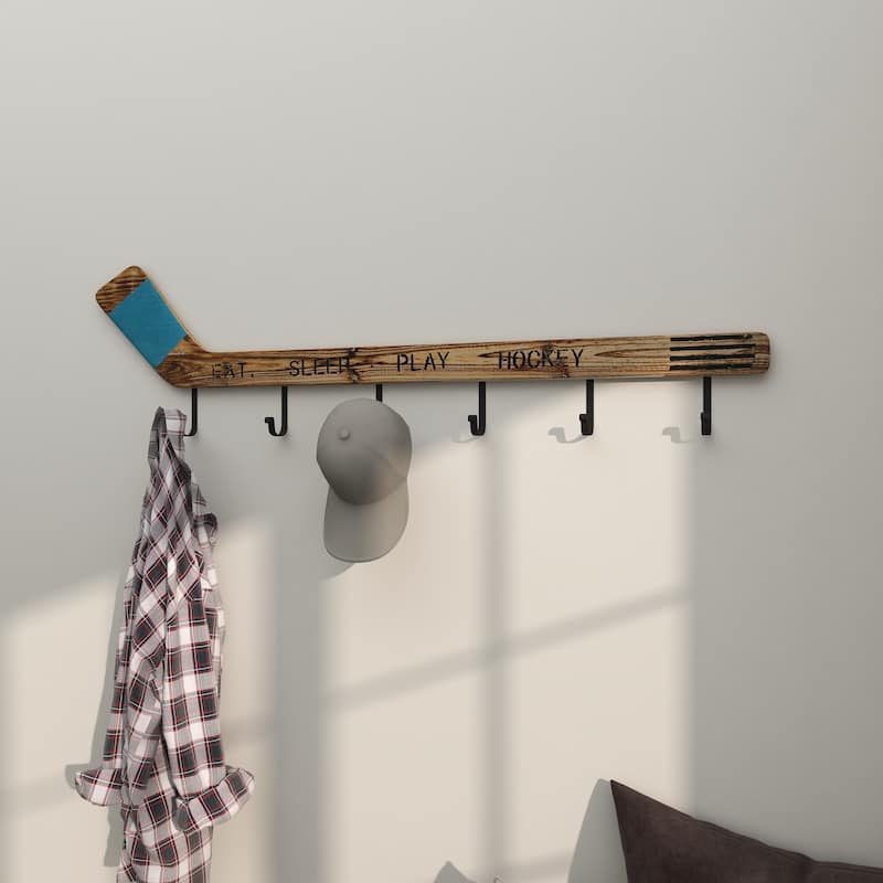 Brown Wood Handmade Live Edge Beach Sign 3 Hanger Wall Hook with Metal Accents - 40 x 2 x 11
