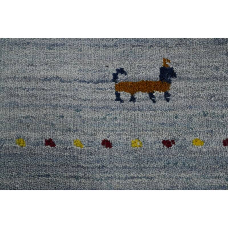 Tribal Wool Gabbeh Oriental Area Rug, Handmade Modern Carpet - 11' 4'' X 5' 2''