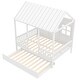 preview thumbnail 7 of 8, Full Size Wooden House Bed Daybed With Twin Trundle,Roof,Windows,White