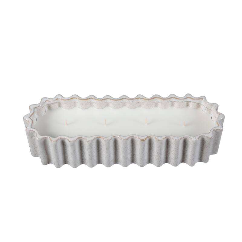 14.13in Ribbed Ceramic Ledge Candle - 31.5oz Santal