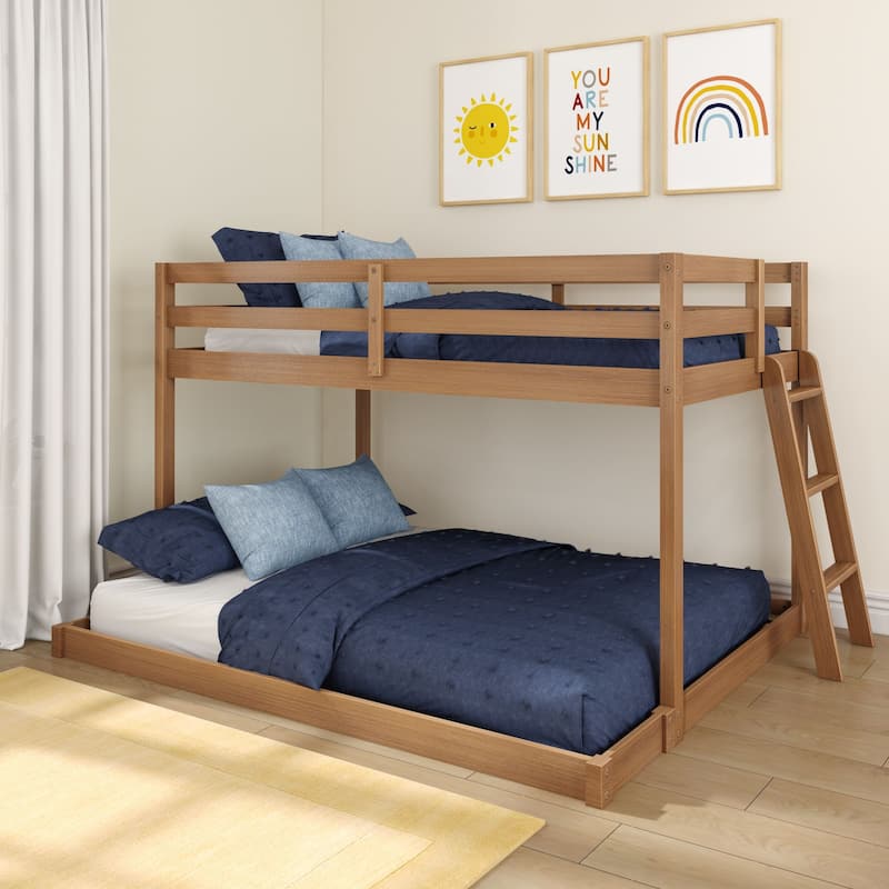 Now Furniture Low Bunk Bed for Kids, Twin over Full - Textured Pecan