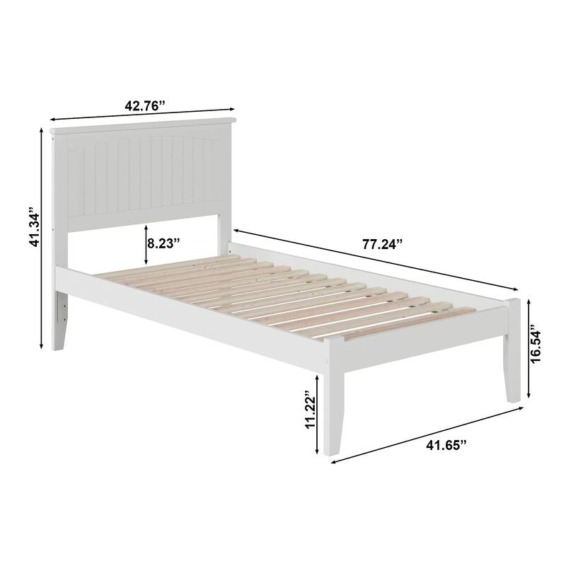 AFI Nantucket Twin Size Platform Bed with Charging Station in White