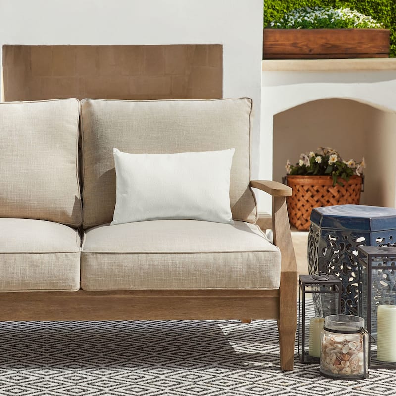 Sorra Home Valdese Boucle Pillow Single - 12 in H x 18 in W x 6 in D - Snow