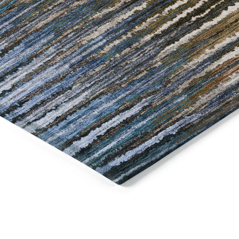 Machine Washable Indoor/ Outdoor Chantille Jagged Stripes Rug