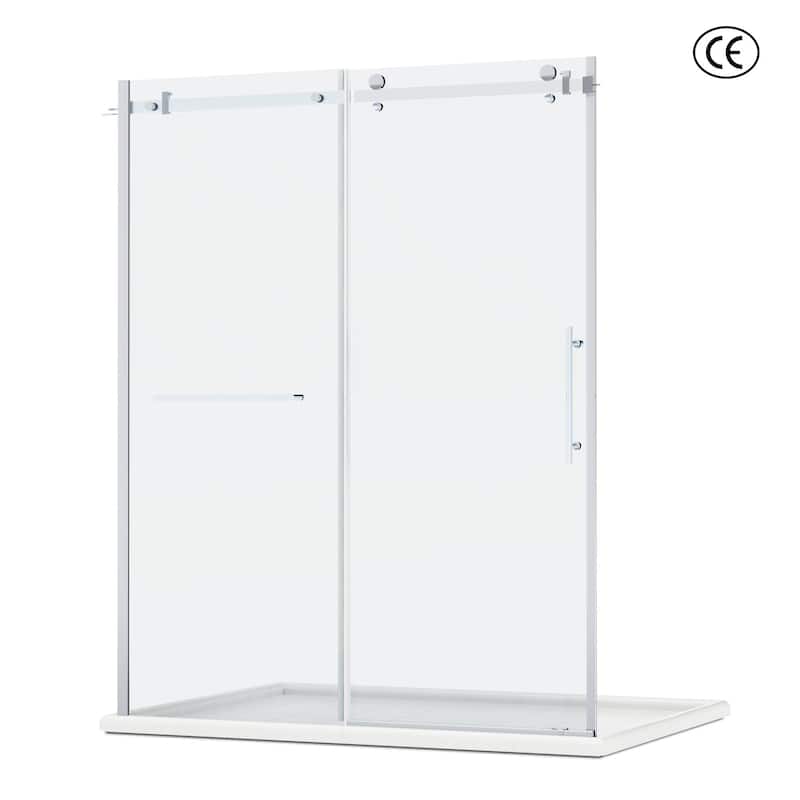 EROMMY Frameless Sliding Shower Door 60"x76", Clear Tempered Glass, Explosion-Resistant, Waterproof