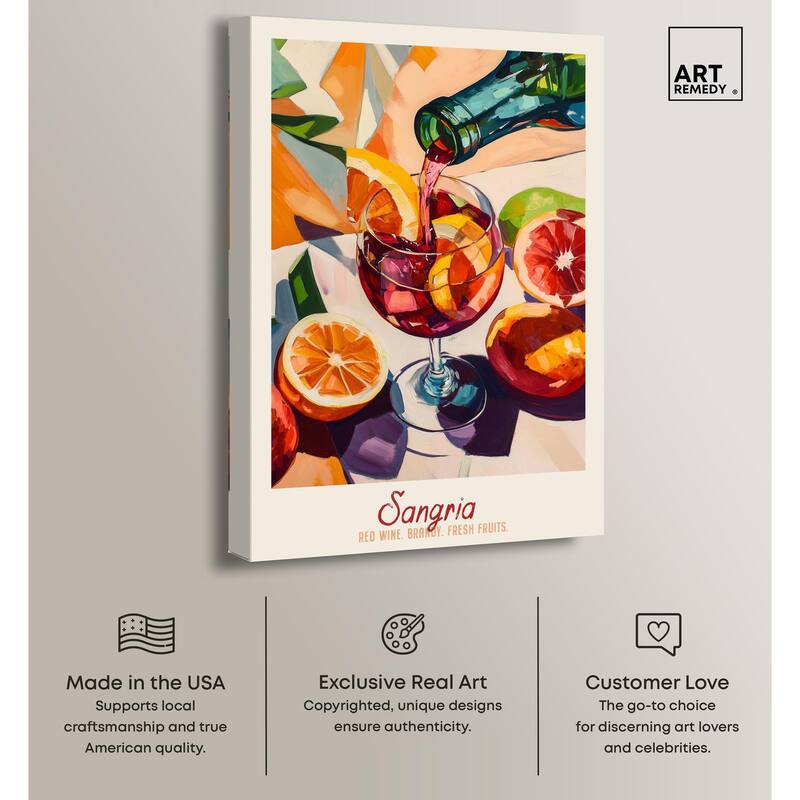 Sangria Recipe Poster Canvas by Art Remedy, Gallery Wrapped