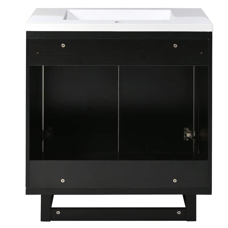 2-Piece Bathroom Vanity Set with Resin Sink, Freestanding Double Sink Bathroom Storage Cabinet, Solid Wood Frame