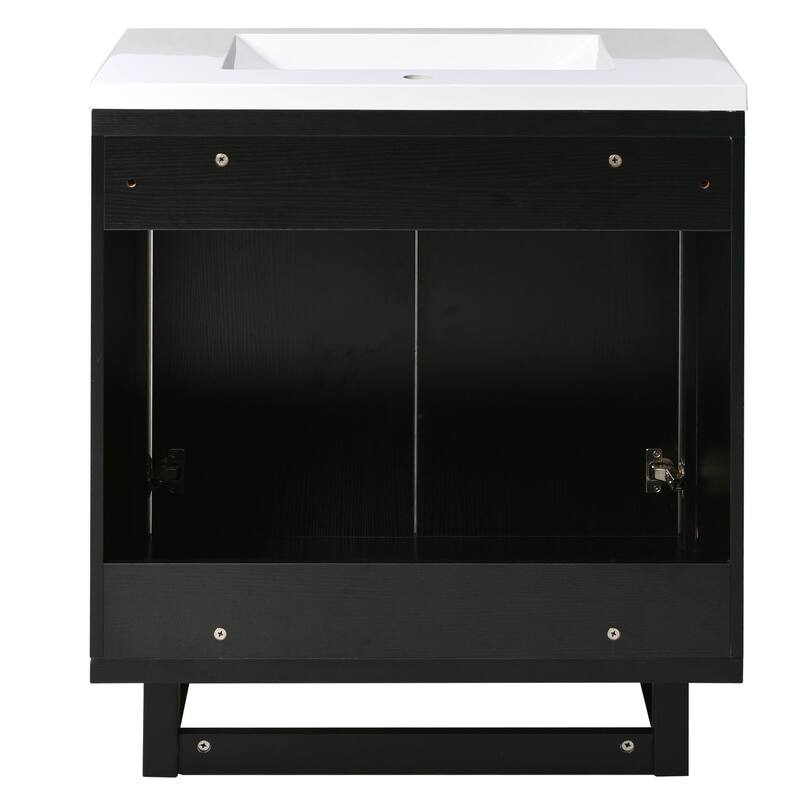 GDFStudio - Transitional Double Bathroom Vanity Set with Resin Sink, Soft Close Doors & Solid Wood Legs, Set of 2