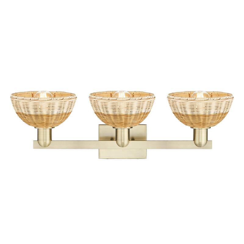 Innovations Lighting Downtown Urban - Natural Ballston Dome - 3 Light 26" Bath Vanity Light with Basketweave Shade