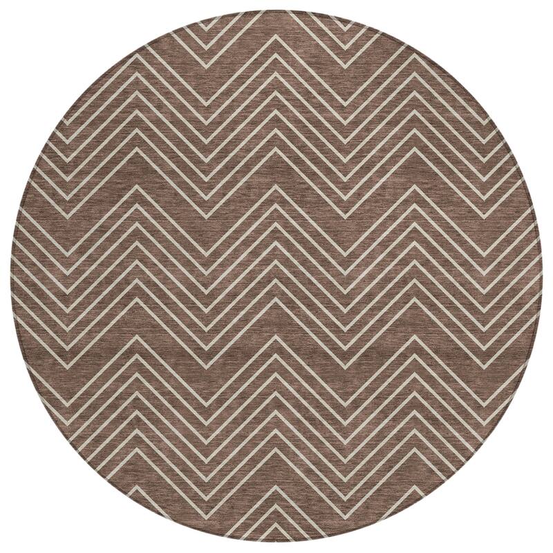 Machine Washable Indoor/ Outdoor Modern Chevron Chantille Rug