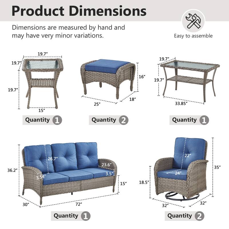 Gymojoy Outdoor Wicker Patio Furniture Sofa Chair Set Weather-Resistant