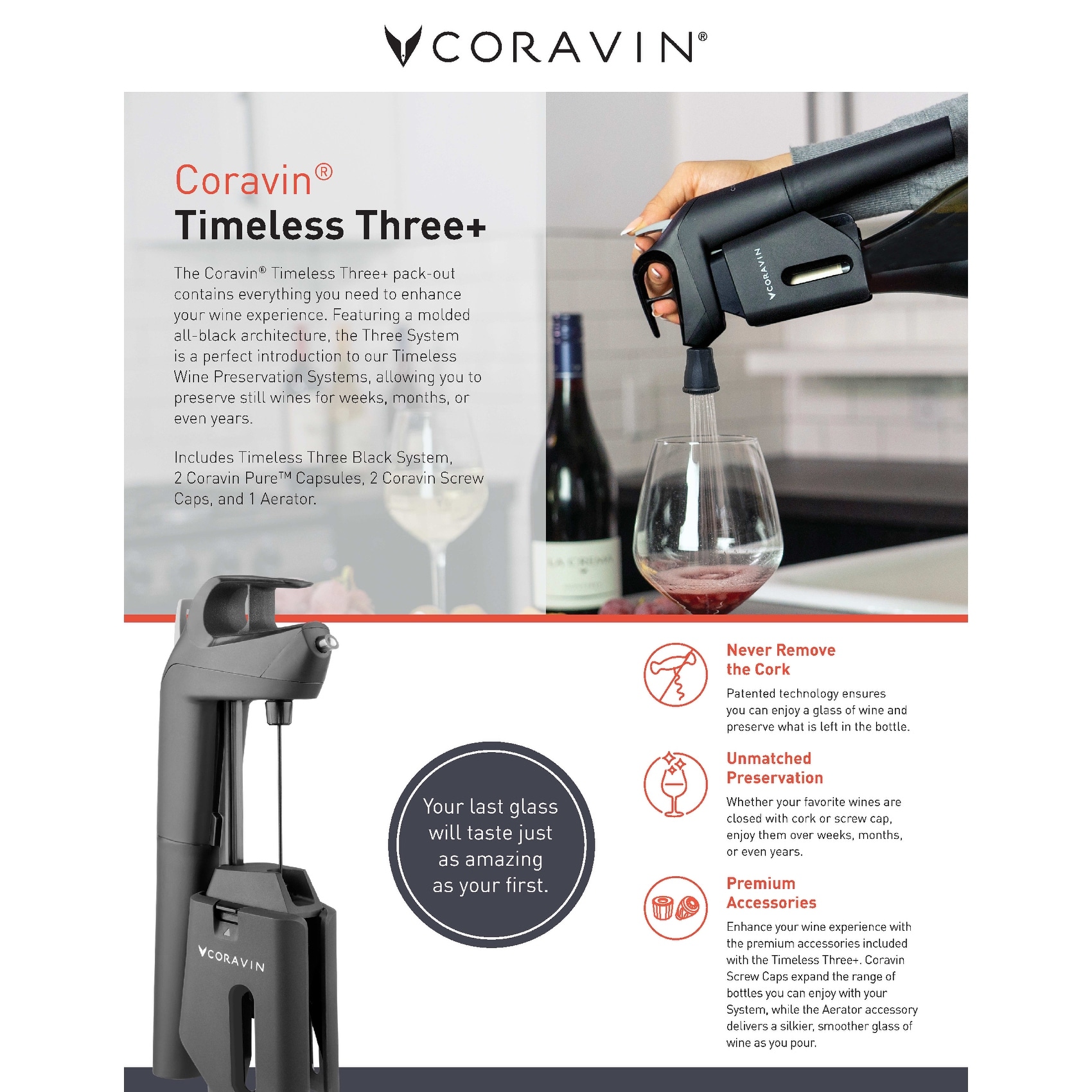 Coravin Model Three Patented Technology Wine Preservation System NEW 